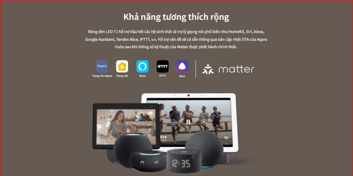 Bóng đèn LED thông minh Aqara T1 Bóng đèn LED thông minh Aqara T1 hỗ trợ hầu hết các hệ sinh thái và trợ lý giọng nói